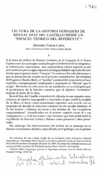 Lectura de la Historia verdadera de Bernal Díaz del Castillo desde un "espacio teórico del referente" Lectura de la Historia verdadera de Bernal Díaz del Castillo desde un "espacio teórico del referente"