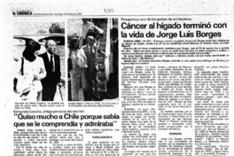 Cáncer al hígado terminó con la vida de Jorge Luis Borges Cáncer al hígado terminó con la vida de Jorge Luis Borges