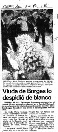 Viuda de Borges lo despidió de blanco Viuda de Borges lo despidió de blanco