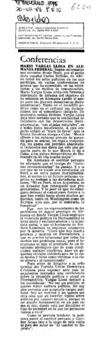 Mario Vargas Llosa en Alemania Federal. Mario Vargas Llosa en Alemania Federal.