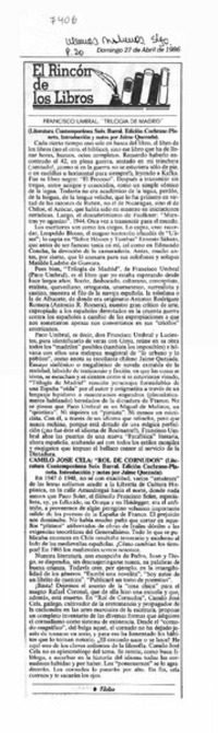 Francisco Umbral: "Trilogía de Madrid" Francisco Umbral: "Trilogía de Madrid"