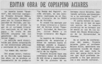 Editan obra de copiapino Aciares Editan obra de copiapino Aciares