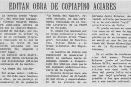 Editan obra de copiapino Aciares Editan obra de copiapino Aciares
