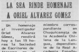 La SEA rinde homenaje a Oriel Alvarez Gómez La SEA rinde homenaje a Oriel Alvarez Gómez