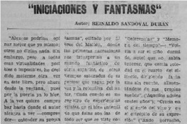 "Iniciaciones y fantasmas" "Iniciaciones y fantasmas"