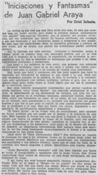 "Iniciaciones y fantasmas" de Juan Gabriel Araya "Iniciaciones y fantasmas" de Juan Gabriel Araya