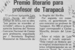 Premio literario para profesor de Tarapacá Premio literario para profesor de Tarapacá