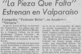 "La Pieza que falta" estrenan en Valparaíso "La Pieza que falta" estrenan en Valparaíso