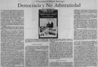 Comentario al libro de Boeninger, democracia y no arbitrariedad Comentario al libro de Boeninger, democracia y no arbitrariedad