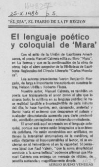El lenguaje poético y coloquial de "Mara" El lenguaje poético y coloquial de "Mara"