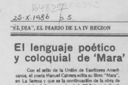 El lenguaje poético y coloquial de "Mara" El lenguaje poético y coloquial de "Mara"