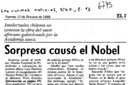 Sorpresa causó el Nobel Sorpresa causó el Nobel