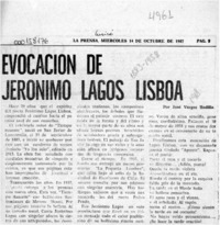 Evocación de Jerónimo Lagos Lisboa Evocación de Jerónimo Lagos Lisboa