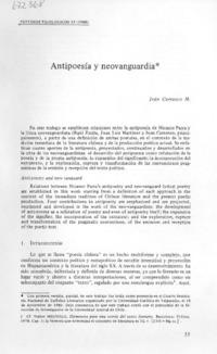 Antipoesía y neovanguardia Antipoesía y neovanguardia