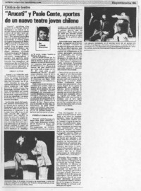 "Arucati" y Paolo Conte, aportes de un nuevo teatro joven chileno "Arucati" y Paolo Conte, aportes de un nuevo teatro joven chileno