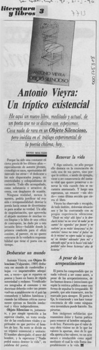Antonio Vieyra, una tríptico existencial Antonio Vieyra, una tríptico existencial