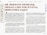 Dr. Hermann Niemeyer, medalla rector Juvenal Hernández Jaque Dr. Hermann Niemeyer, medalla rector Juvenal Hernández Jaque