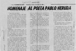 Homenaje al poeta Pablo Neruda Homenaje al poeta Pablo Neruda