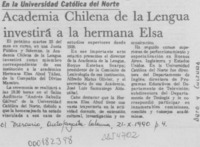 Academia Chilena de la Lengua investirá a la hermana Elsa Academia Chilena de la Lengua investirá a la hermana Elsa