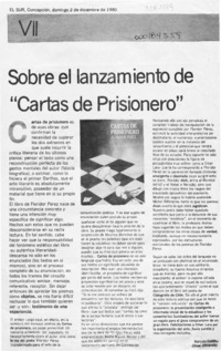 Sobre el lanzamiento de "Cartas de prisionero" Sobre el lanzamiento de "Cartas de prisionero"