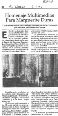Homenaje multimedios para Marguerite Duras. Homenaje multimedios para Marguerite Duras.