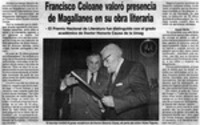 Francisco Coloane valoró presencia de Magallanes en su obra literaria Francisco Coloane valoró presencia de Magallanes en su obra literaria