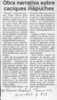 Obra narrativa sobre caciques mapuches Obra narrativa sobre caciques mapuches