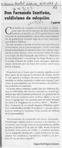 Don Fernando Santiván, valdiviano por adpoción Don Fernando Santiván, valdiviano por adpoción