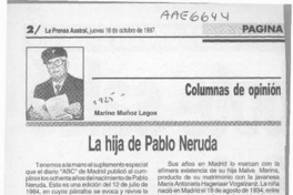 La hija de Pablo Neruda La hija de Pablo Neruda