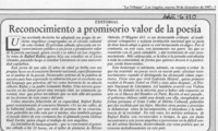 Reconocimiento a promisorio valor de la poesía Reconocimiento a promisorio valor de la poesía