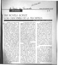Una novela sobre los orígenes de la frontera Una novela sobre los orígenes de la frontera