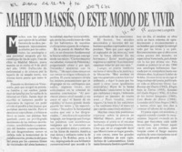 Mahfud Massis, o este modo de vivir Mahfud Massis, o este modo de vivir