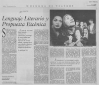 Lenguaje literario y propuesta escénica Lenguaje literario y propuesta escénica
