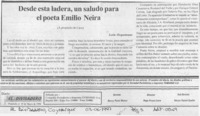 Desde esta ladera, un saludo para el poeta Emilio Neira Desde esta ladera, un saludo para el poeta Emilio Neira