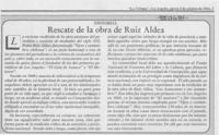 Rescate de la obra de Ruiz Aldea Rescate de la obra de Ruiz Aldea