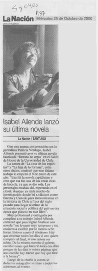 Isabel Allende lanzó su última novela Isabel Allende lanzó su última novela