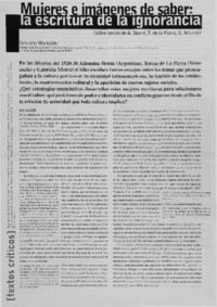 Mujeres e imágenes de saber, la escritura de la ignorancia Mujeres e imágenes de saber, la escritura de la ignorancia