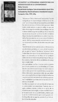 Los sujetos y la cotidianeidad. Elementos para una microsociología de lo contemporáneo Los sujetos y la cotidianeidad. Elementos para una microsociología de lo contemporáneo