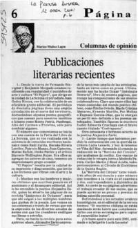 Publicaciones literarias recientes Publicaciones literarias recientes