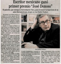 Escritor mexicano ganó primer premio "José Donoso". Escritor mexicano ganó primer premio "José Donoso".
