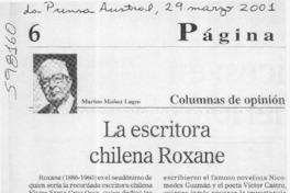 La escritora chilena Roxane La escritora chilena Roxane