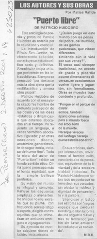 "Puerto libre" de Patricio Huidobro "Puerto libre" de Patricio Huidobro