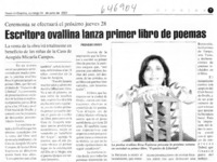 Escritora ovallina lanza primer libro de poemas Escritora ovallina lanza primer libro de poemas