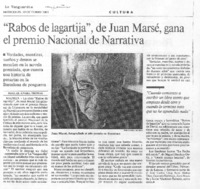 "Rabos de lagartija", de Juan Marsé gana el premio Nacional de Narrativa "Rabos de lagartija", de Juan Marsé gana el premio Nacional de Narrativa