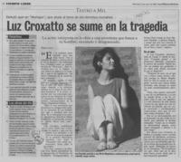 Lux Croxatto se sume en la tragedia Lux Croxatto se sume en la tragedia