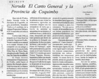 Neruda El canto general y la Provicia de Coquimbo Neruda El canto general y la Provicia de Coquimbo