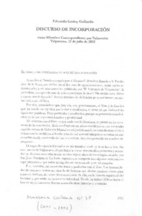 Discurso de incorporación Discurso de incorporación