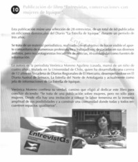 Publicación del libro "Entrevistas, conversaciones con mujeres de Iquique". Publicación del libro "Entrevistas, conversaciones con mujeres de Iquique".
