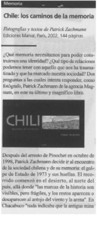 Chile: los caminos de la memoria Chile: los caminos de la memoria