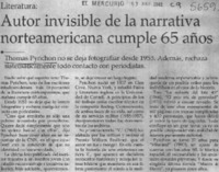 Autor invisible de la narrativa norteamericana cumple 65 años. Autor invisible de la narrativa norteamericana cumple 65 años.
